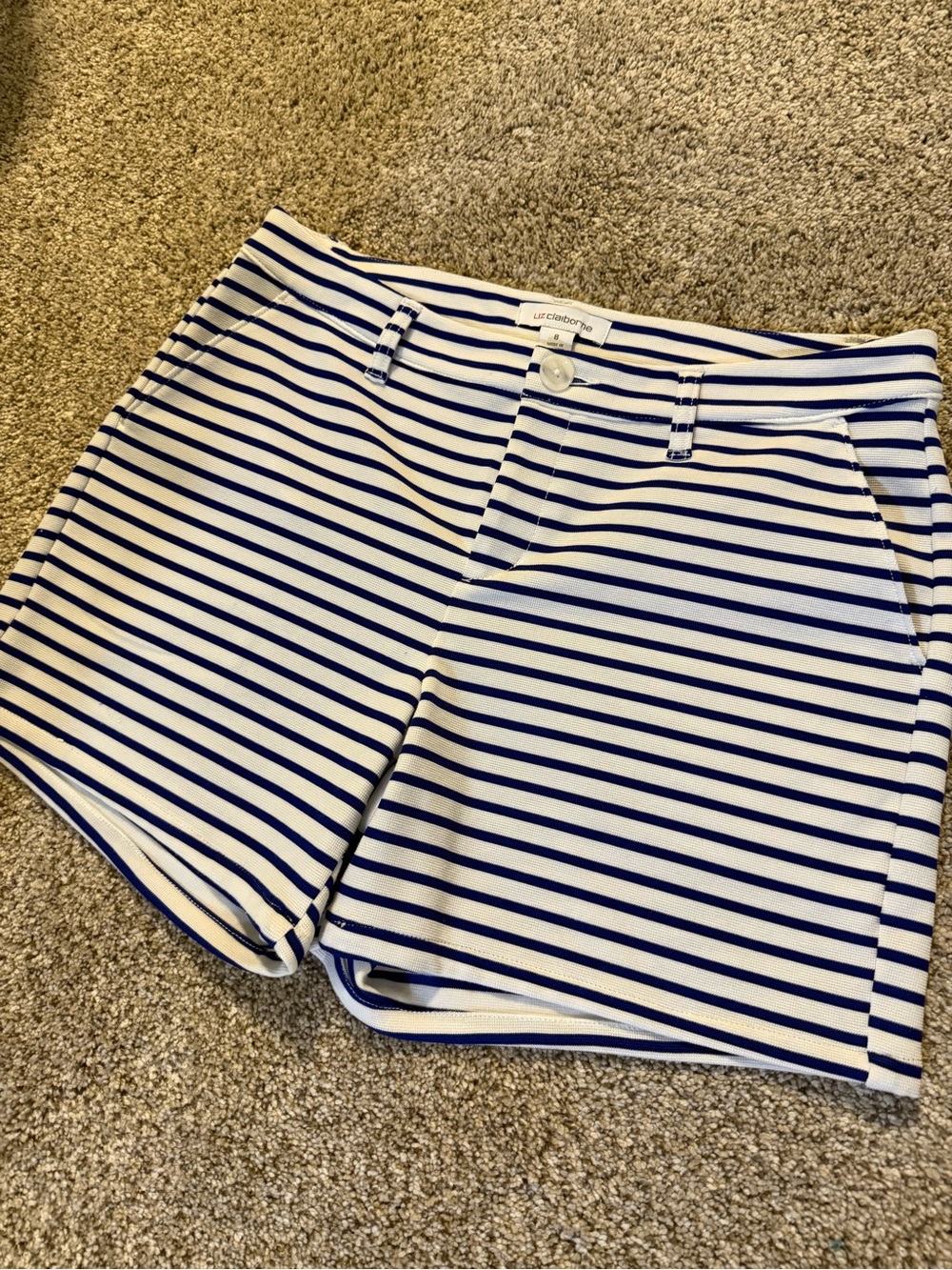 Liz Claiborne White and Navy Striped Women's Bermuda Shorts